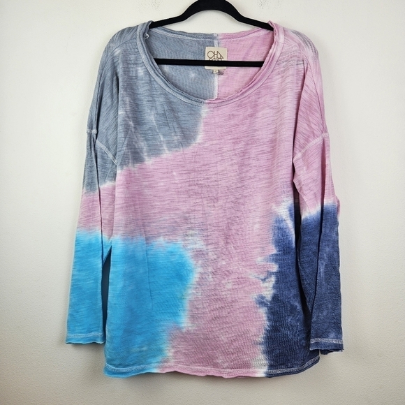 Chaser Plus Tie-Dye Waffle Top Size 1X - Picture 1 of 9